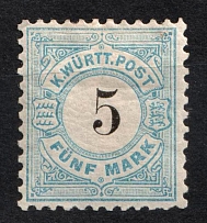 1881 5m Wurttemberg, German States, Germany (Mi. 54, Sc. 72, Signed, CV $70)