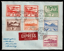 1943 (29 Jun) Jersey, German Occupation, Germany, Express Cover (Mi. 3 - 8, Full Set, CV $200)