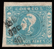 1862 2p Argentina, Buenos Aires, South America (Mi 13, Canceled, CV $80)