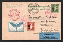 1930 (12 Oct) Switzerland, Graf Zeppelin airship airmail postcard from Bern to Zurich, Flight to Switzerland 'Bern - Basel' (Sieger 94)