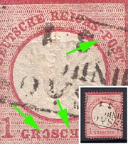 1872 1gr German Empire, Large Breast Plate, Germany (Mi. 19 IX, Broken Letters, Canceled, CV $460)