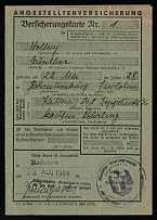 1944 (23 Aug) Third Reich, Germany, Insurance Card and Insert for Insurance Card