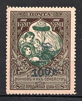 1920 100r on 7k Armenia on Semi-Postal Stamp, Russia Civil War (Forgery of Sc. 260, CV $110, MNH)