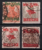 1920 Danzig, Germany (Mi. 42 , 44 - 45, Reprints, Type I - II, Canceled, CV $140)