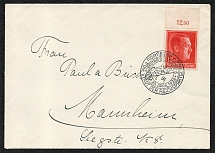1938 Postally used cover franked with Sc B120, the stamp issued for Hitler’s forty-ninth birthda