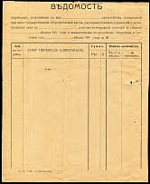 Registry of postal money transfers received in treasury. Preprinted blank