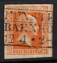 1857 3s Prussia, German States, Germany (Mi. 8, Sc. 8, Canceled, CV $70)