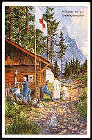 Austria, South Tyrol (Italy), 'Auxiliary Seat in Dreischusterspitze', World War I Military Propaganda, Official Postcard for the Red Cross (Mint)