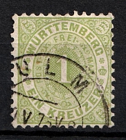 1874 1k Wurttemberg, German States, Germany (Mi. 43, Sc. 54, Canceled, CV $70)
