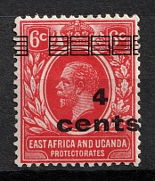1919 4c East Africa and Uganda, British Commonwealth (Mi. 59 var, SHIFTED Overprint, Full Set)