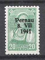 1941 20k Occupation of Estonia Parnu Pernau, Germany (Perforated, Type I, CV $100, MNH)