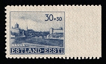 1941 30k+30k German Occupation of Estonia, Germany (Mi. 6 Ur, MISSING Perforation, Margin, Signed, CV $80, MNH)