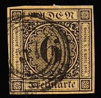 1854 6f Baden, German States, Germany (Mi 7, Canceled, CV $40)