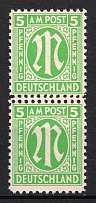 1945 5pf British and American Zones of Occupation, Germany, Pair (Mi. 3 var, DOUBLE Perforation in the Center, MNH)
