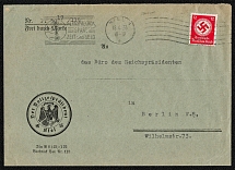 1934 Official cover with printed corner card franked with Scott 086 from the office of the Chief of Police Kiel