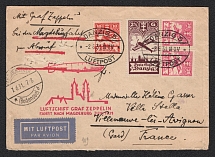 1931 (2 Jun) Germany, Graf Zeppelin airship airmail cover from Danzig to Villeneuve-lès-Avignon (France), Flight to Magdeburg 'Friedrichshafen - Magdeburg' (Sieger 109 Aa, CV $60)