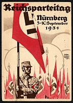 1934 Reich party rally of the NSDAP in Nuremberg, SA man holding a flag
