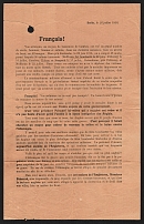 1916 Leaflet to the French, Berlin, Germany, Aerial Propaganda