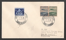 1936 (7 Nov) Germany, Hindenburg airship airmail cover from Frankfurt to Rio de Janeiro (Brazil), Flight to South America 'Frankfurt - Rio de Janeiro' (Sieger 445 A, CV $50)