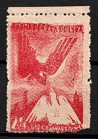 1942-44 25gr Poland, Secret Underground Post (Red, Perforated)