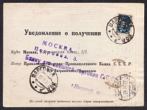 1927 Money Transfer from Moscow to Sharhorod, Revenue Usage, Delivery Receipt, Soviet Union, Russia