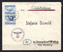 1944 Third Reich air feildpost censorship cover to Donzdorf