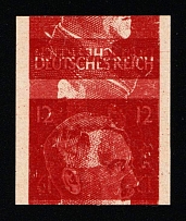 12pf Anti-German Propaganda, American Propaganda Forgery of Hitler Issue (Mi. 16 var, Multiply Printing, Dark Red, Imperforate)