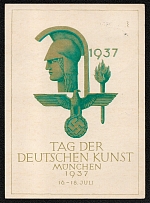1937 The Day of German Art Munich Official Festival Post Card franked with Sc 419 postally used in Munich