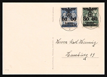 1940 General Government, Germany, Postcard from Krakov to Hamburg franked with Mi. 25, 26 (Canceled, CV $140)