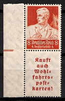 1934 8pf Third Reich, Germany, Se-tenant, Zusammendrucke (Mi. S 223, Margin, CV $50, MNH)