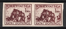 1944 1k Croatia ND, Pair (PROOF, MNH)