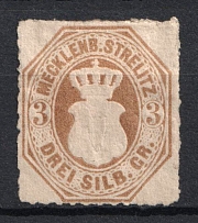 1864 3sgr Mecklenburg-Sterlitz, German States, Germany (Mi. 6, Signed, CV $30)