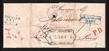 1867 Cover from Odessa to Paris, France (Multi Franking, Private Embossing Paper)
