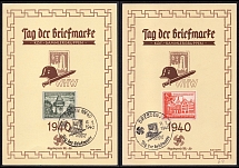 1940 Postcards issued for the Day of the Stamp, Third Reich, Germany (Commemorative Cancellations)