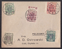1919 Poland, Lodz Local cover franked with Mi. 118B-122B