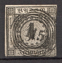 1853-54 Baden Germany 1 Kr (CV $45, Canceled)