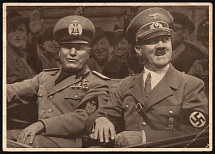 1938 (9 May) State visit of the Adolf Hitler and Mussolini to Italy, Third Reich, Germany, Military Post, Propaganda, Postcard (Mint)