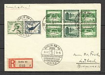 1937 Third Reich registered cover with together prints and postmark Berlin congress