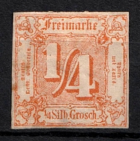 1861 1/4s Thurn und Taxis, German States, Germany (Mi. 13, Sc. 8, Signed, CV $80)