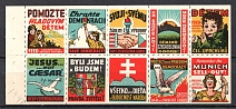 Antigerman Propaganda, Czechoslovakia, Stock of Cinderellas, Non-Postal Stamps, Labels, Advertising, Charity, Propaganda, Block