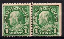 1923 1c USA, Pair (Missed Perforation, Print Error)