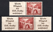 1936 Third Reich, Germany, Se-tenants, Zusammendrucke, Pair (Mi. W 111 - W 112, CV $30)