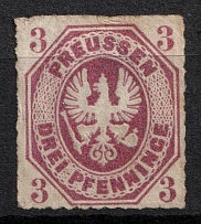 1865 3pf Prussia, German States, Germany (Mi. 19, Sc. 14, CV $40)