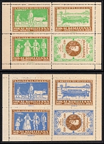 1925 National Museum, Hungary, Stock of Cinderellas, Non-Postal Stamps, Labels, Advertising, Charity, Propaganda, Blocks of Four