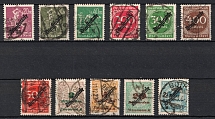 1923 Weimar Republic, Germany, Official Stamps (Mi. 75 - 81, 84 - 85, 87 - 88, Canceled, CV $720)