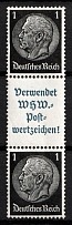 1939 1pf Third Reich, Germany, Se-tenant, Zusammendrucke (Mi. S 170, CV $30, MNH)