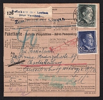 1944 (21 Mar) General Government Parcel Card, Belkhuv, Poland, Third Reich WWII, Germany Propaganda, Germany