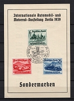 1939 Third Reich, International Automobile and Motorcycle Exhibition in Berlin (Full Set, First Day Cancelation)