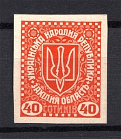 1919 Second Vienna Issue Ukraine Vienna 40 SOT (MNH, Imperf, RRR, Signed)