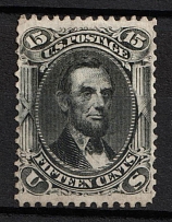 1866 15c Lincoln, United States, USA (Scott 77, Black, Canceled, CV $180)